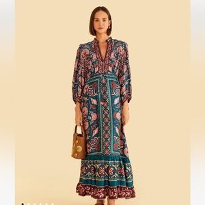 FARM Rio Multicolor Tapestry Long Sleeve Dress